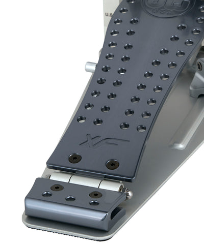 DW Drums MFG Series Machined Chain Drive Double Bass Drum Pedal with Extended Footboard, Polished Aluminum