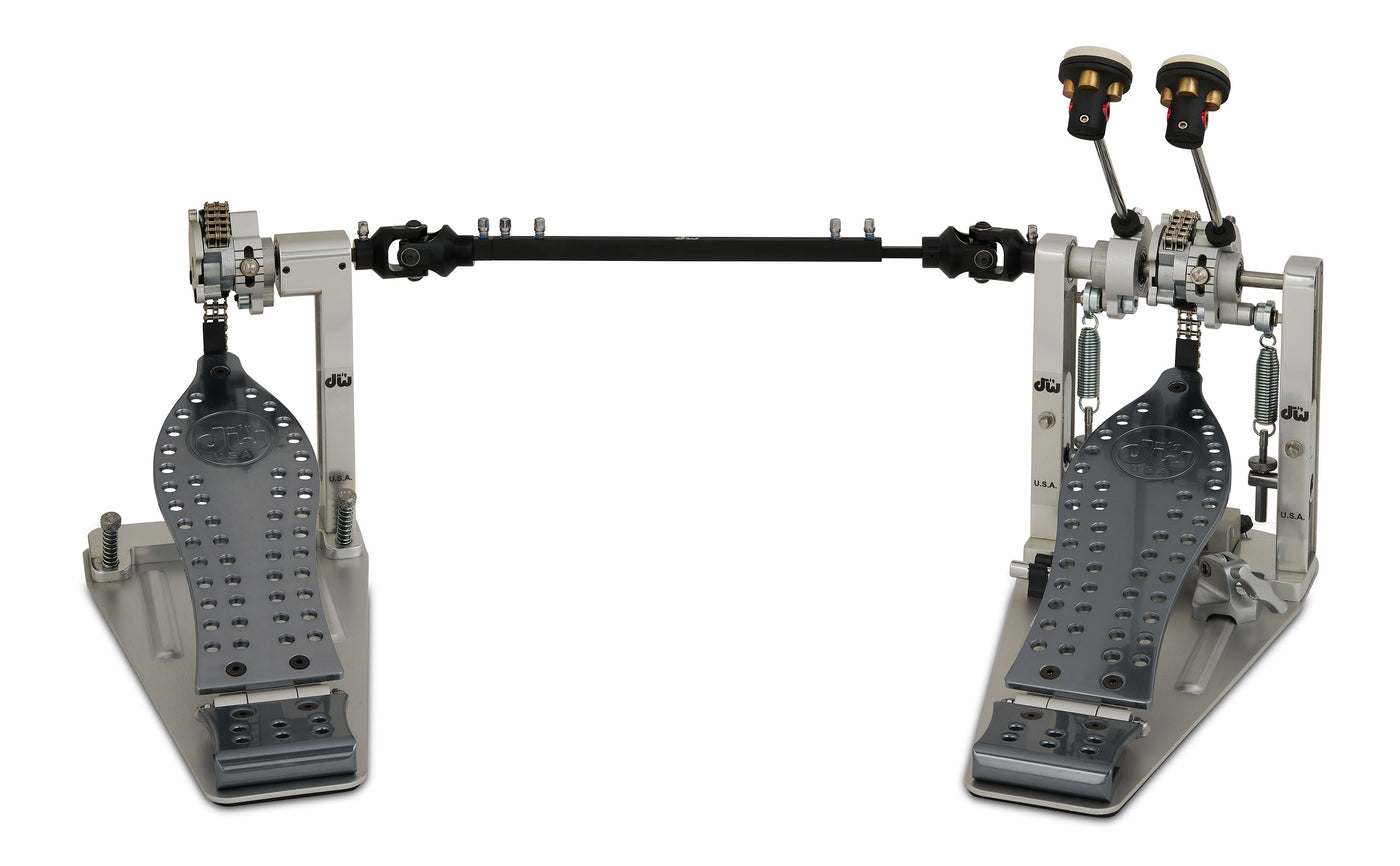 DW Drums MFG Series Machined Chain Drive Double Pedal with Bag, Polished Aluminum