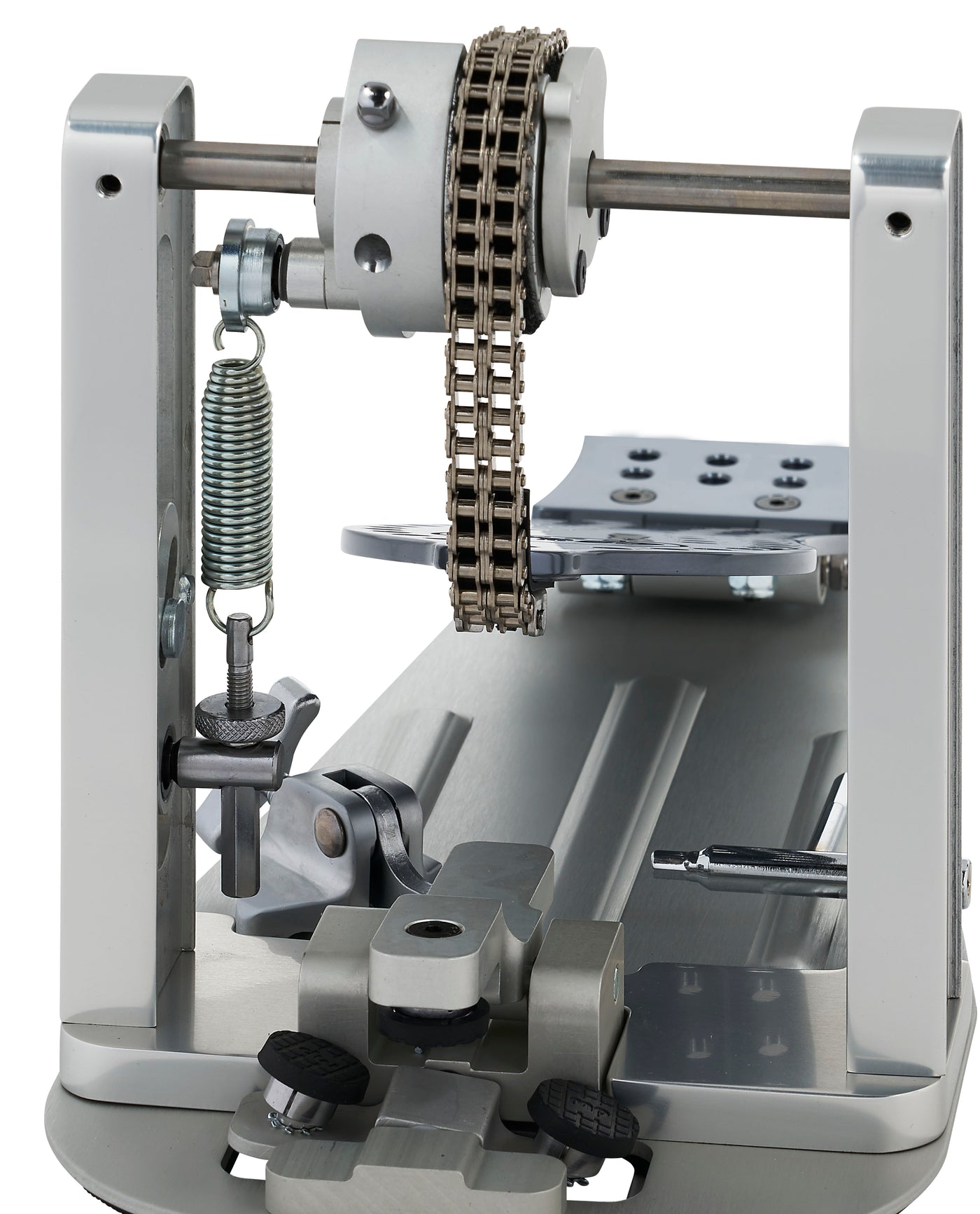 DW Drums MFG Series Machined Chain Drive Single Pedal with Bag, Polished Aluminum