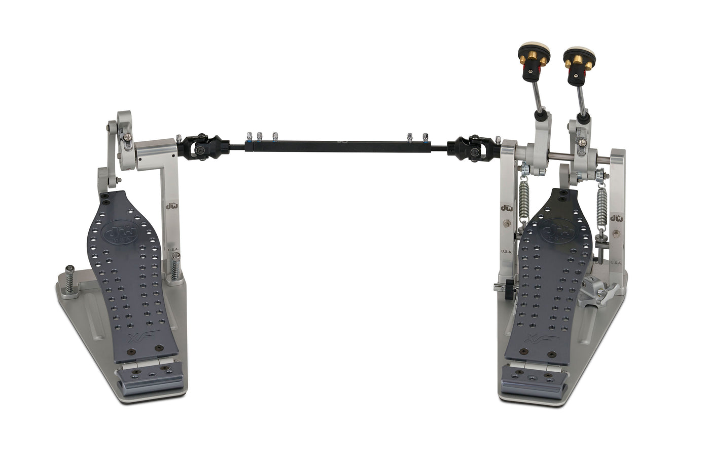 DW Drums MFG Series Machined Direct Drive Double Bass Drum Pedal with Extended Footboard, Polished Aluminum