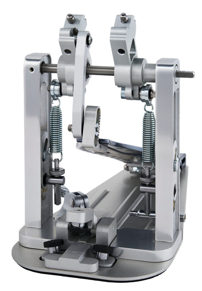 DW Drums MFG Series Machined Direct Drive Double Bass Drum Pedal with Extended Footboard, Polished Aluminum