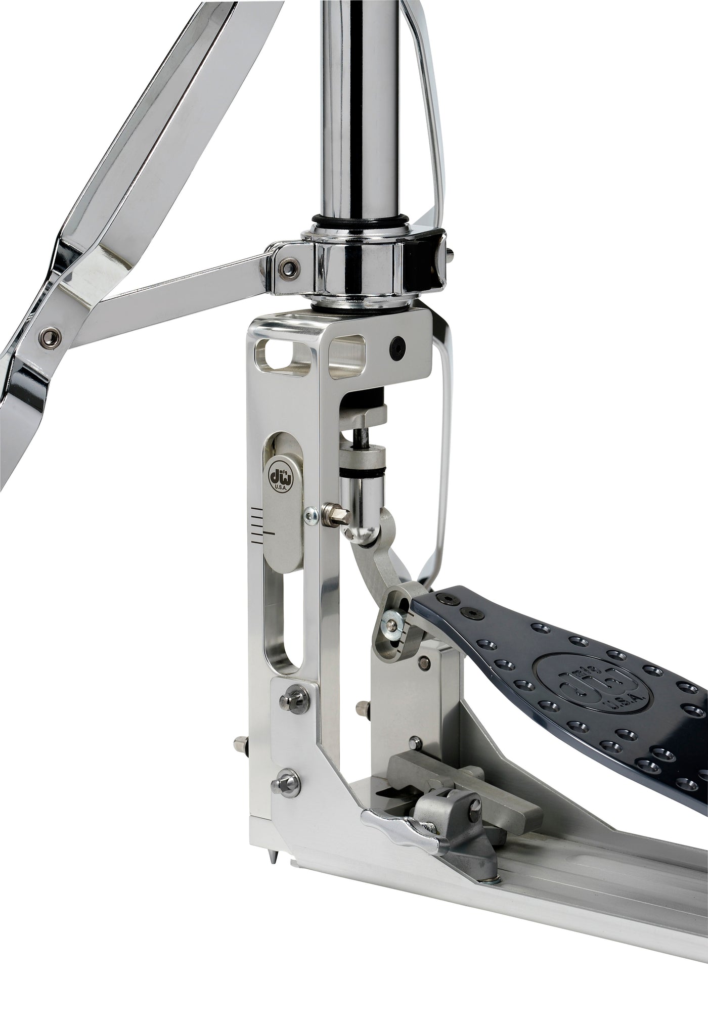 DW Drums MFG Series Machined Direct Drive 2-Legged Hi-Hat Stand with Extended Footboard, Polished Aluminum