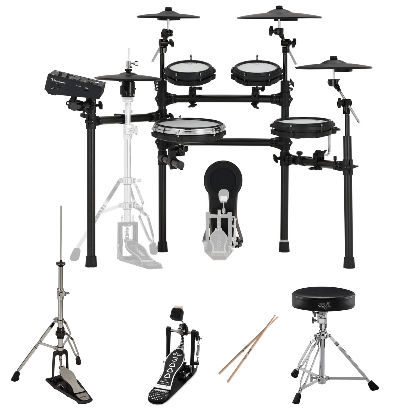 Roland TD513 V-Drums Digital Drum Kit with Hardware & Accessories