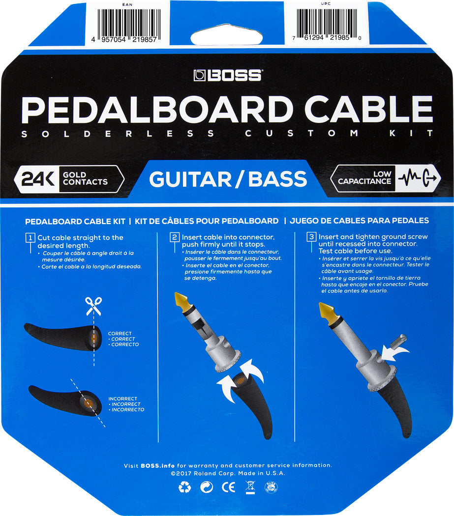 BOSS BCK-24 Pedal Board Cable Kit, 24 Connectors, 24ft/7.3m Cable – Roland Store London