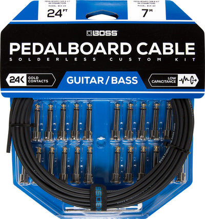 BOSS BCK-24 Pedal Board Cable Kit, 24 Connectors, 24ft/7.3m Cable