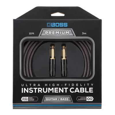 Boss BIC-P10 Premium Standard Instrument Cable, 10ft/3m, with 2 Straight Jacks