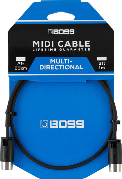 BOSS BMIDI-PB3 MIDI Cable, 3ft/1m with Adjustable Cable Angle