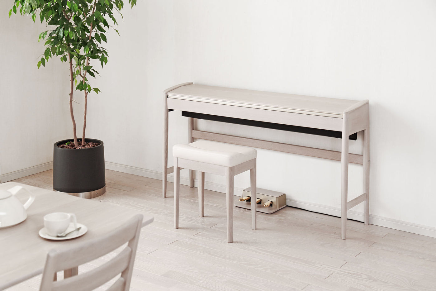 Roland KF-10-KS Artisan Digital Piano & Stool - Solid Wood Cabinet (Sheer White)