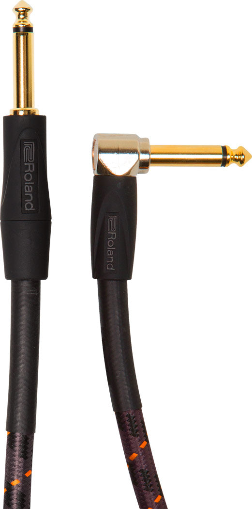 Roland RIC-G5A Instrument Cable, 5ft/1.5m, Angled/Straight 1/4" Jack, Gold Series