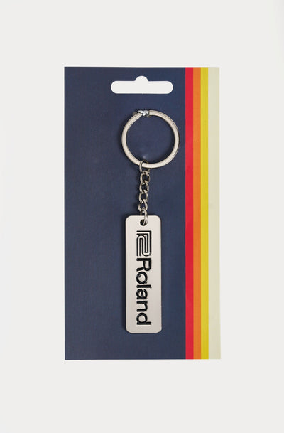 Roland Keychain, Black Logo, Silver, 2025