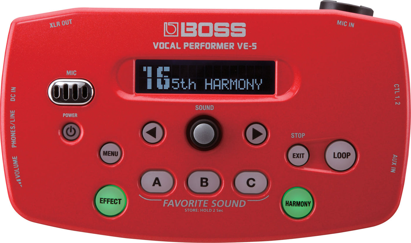 BOSS VE-5-RD Tabletop Vocal Effects Processor (Red)